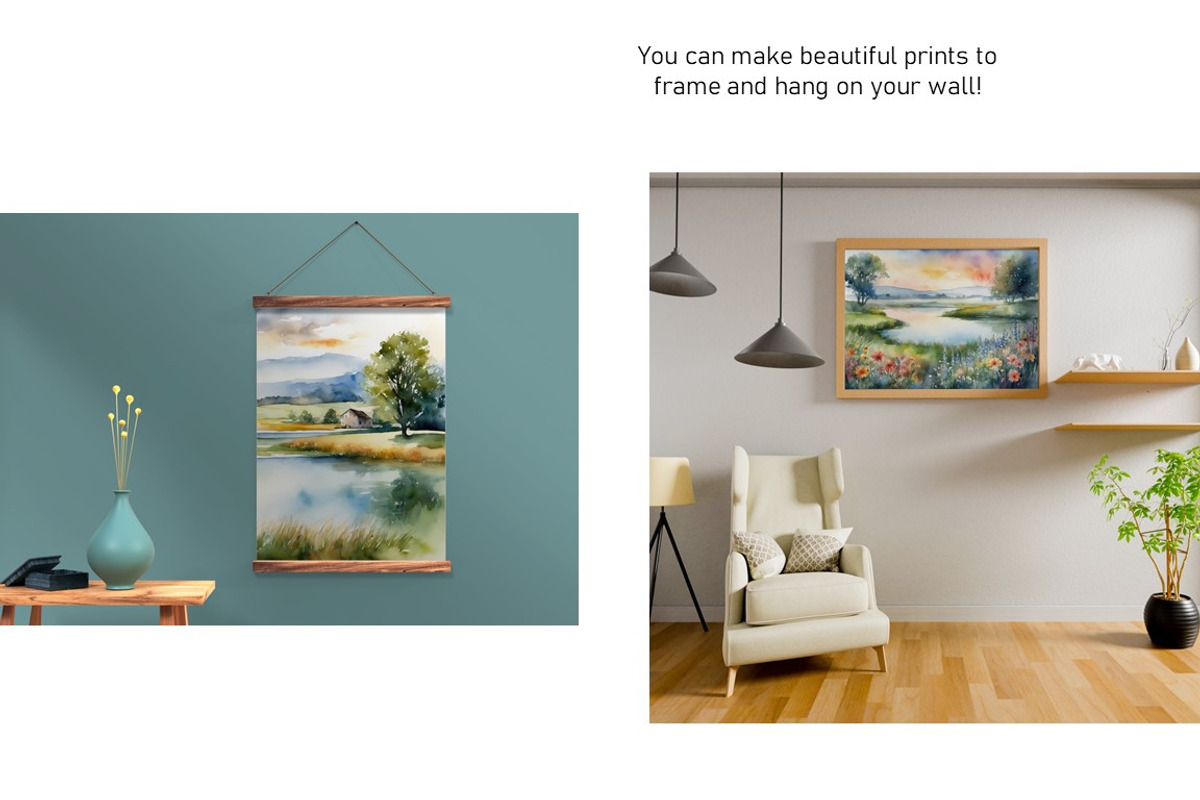 Watercolor Lake Landscapes Set 1, a Decorative Illustration by Kat's Artful Creations (Photo 5 of 10)