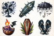 Gothic Summer Sublimation Clipart, an Illustration by DreamCafeArt (Thumbnail 3 of 4)