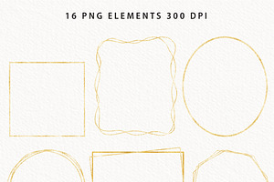 Gold Frame Clipart, Geometric Gold