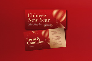 Chinese New Year Sale Voucher, a Card Template by graphicook
