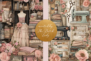 The Seamstress Atelier Decoupage Set, a Work Illustration by The Dutch Lady Designs (Thumbnail 6 of 6)