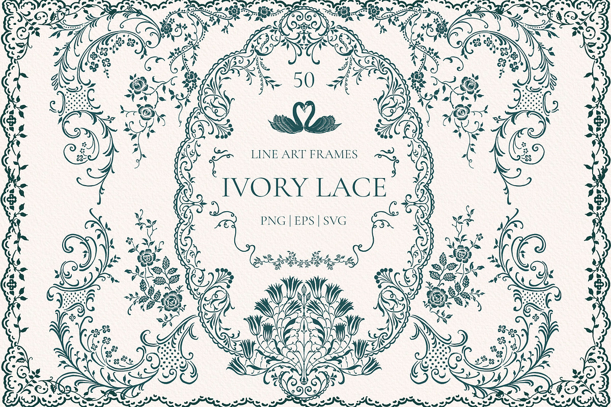 Ivory Lace Vintage Wedding Frames, a Decorative Illustration by Ekaproeka (Photo 9 of 9)