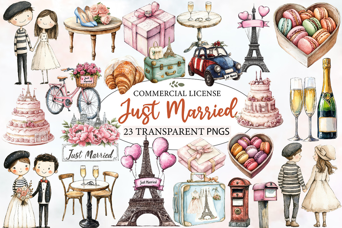 Parisian Just Married Clipart, an Illustration by Designworld (Photo 1 of 6)