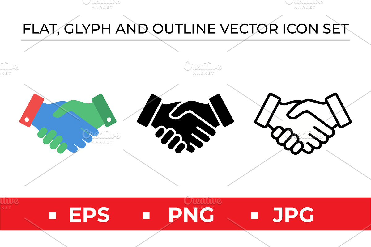 Handshake Icons Flat Glyph Outline, an Outline Icon by Artonix (Photo 1 of 2)