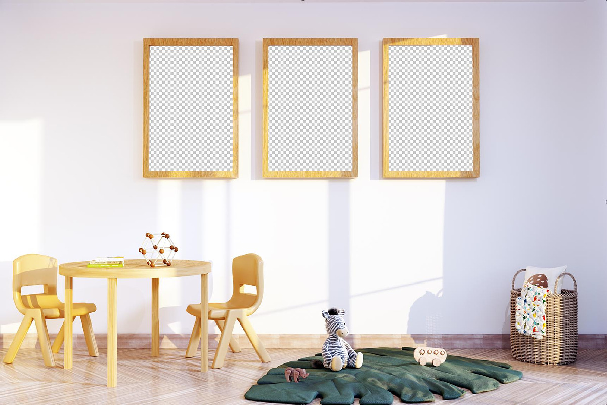 Nursery frame and wall mockup bundle, a Print Template by MockupMarket (Photo 7 of 14)