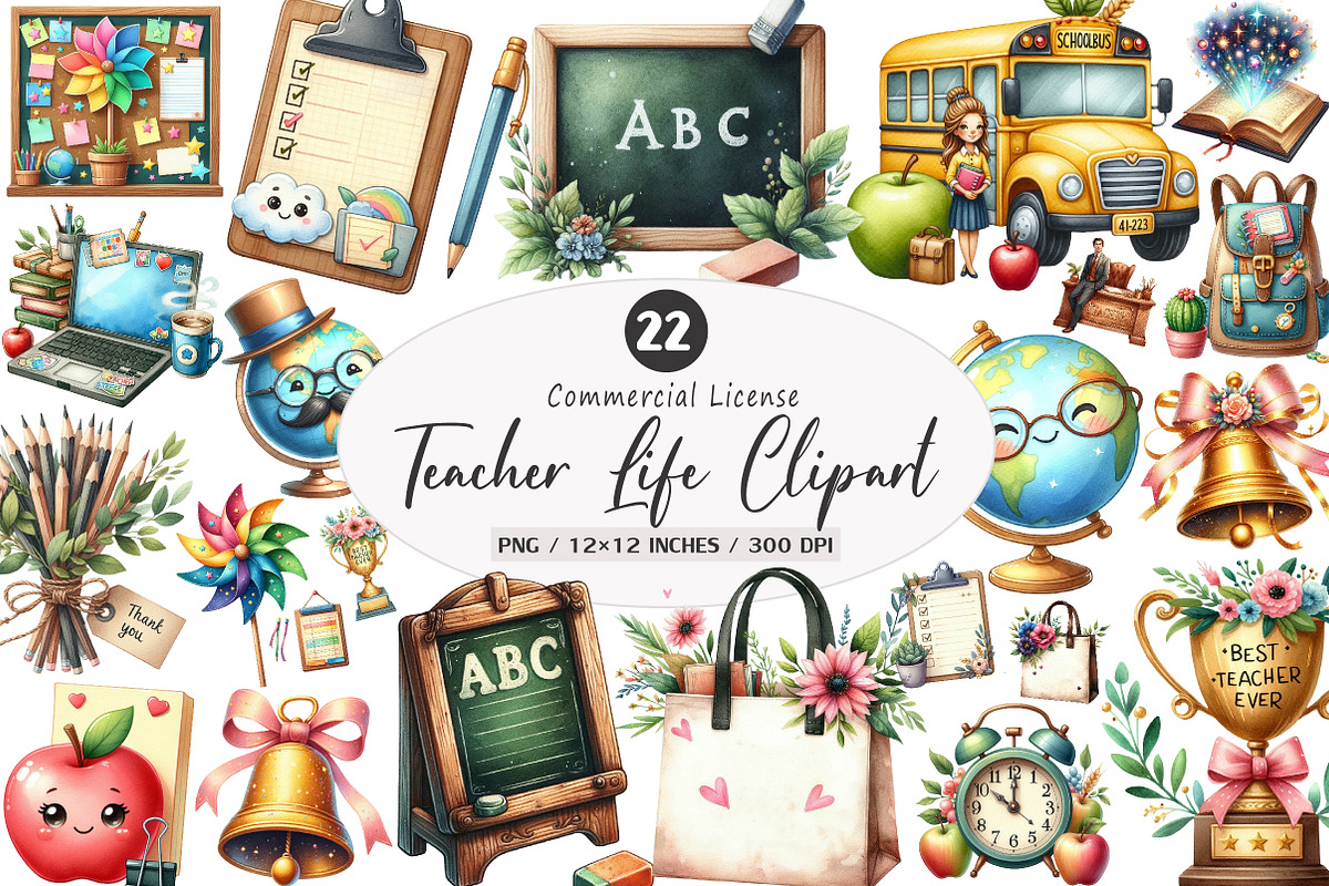 Teacher Life Clipart, an Illustration by SinaCreation (Photo 1 of 5)