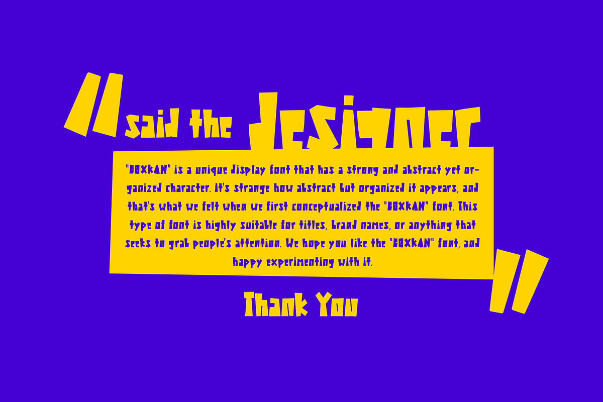 Boxkan Uniqe Display Font, a Handwritten Font by Tera Asset Garage (Photo 5 of 8)