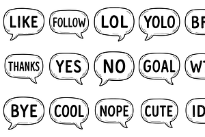 Social Media Slang Bubbles, an Object Graphic by nikagraphic