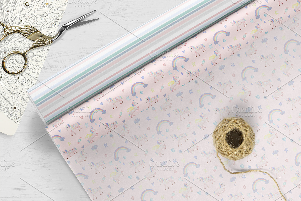 Watercolor Unicorn Seamless Patterns, a Pattern Graphic by Oksana Dovhopol Art (Photo 12 of 15)