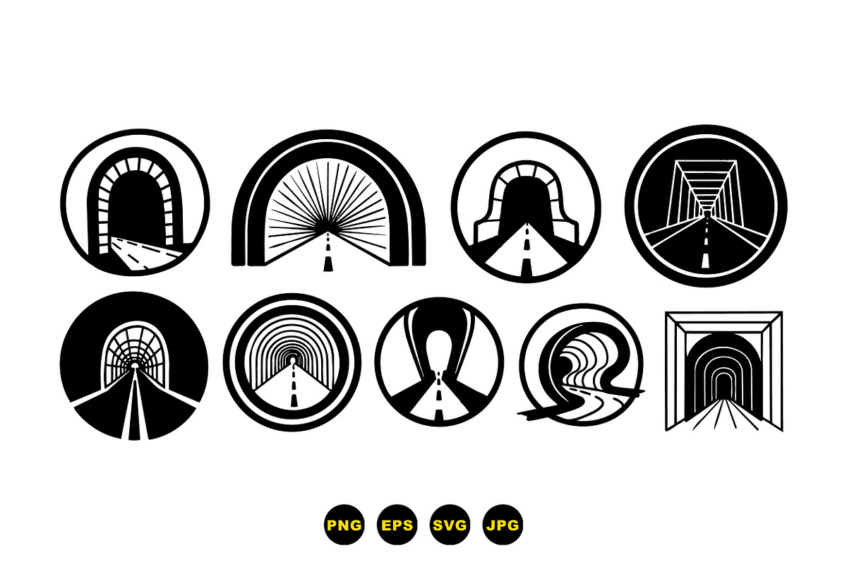 Tunnel Road SVG Clipart Set, an Illustration by designvectx (Photo 3 of 3)