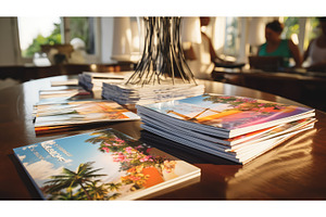 flipping brochures on table ai, an Abstract Photo by pikepicture