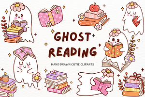 Ghost Reading Book Clipart