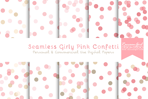 Seamless Girly Pink Confetti preview 4