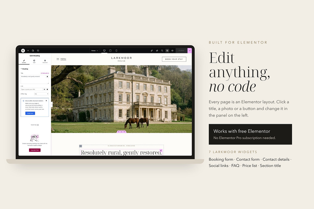 Larkmoor Luxury Hotel Theme, a WordPress Template by Tomasz Ganclerz (Photo 8 of 19)