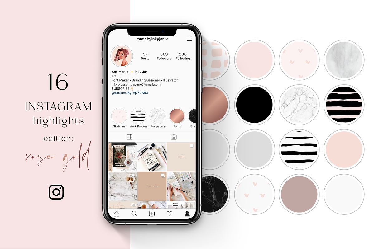 Instagram Highlight Covers-Rose Gold, a Social Media Template by Inky Jar Design Studio (Photo 1 of 2)