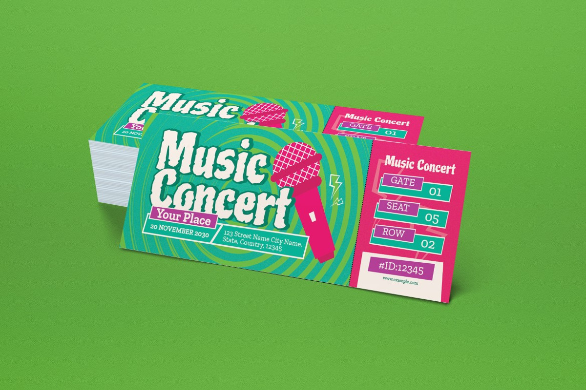 Music Concert Ticket, a Card Template by graphicook