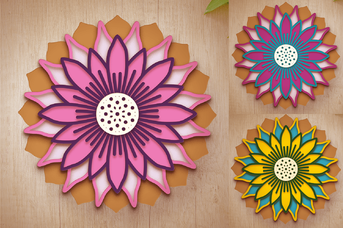 3D Sunflower Mandala - SVG Cut Files, a Decorative Illustration by Arshad Ali (Photo 3 of 8)