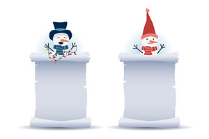 Funny snowman with parchment, an Object Illustration by Things for designers
