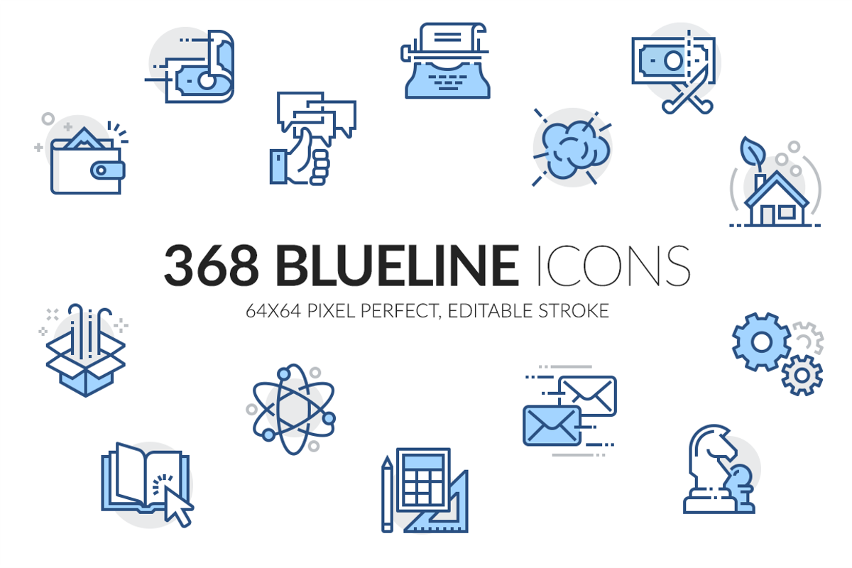 Blueline icons set, an Outline Icon by Davooda (Photo 1 of 2)