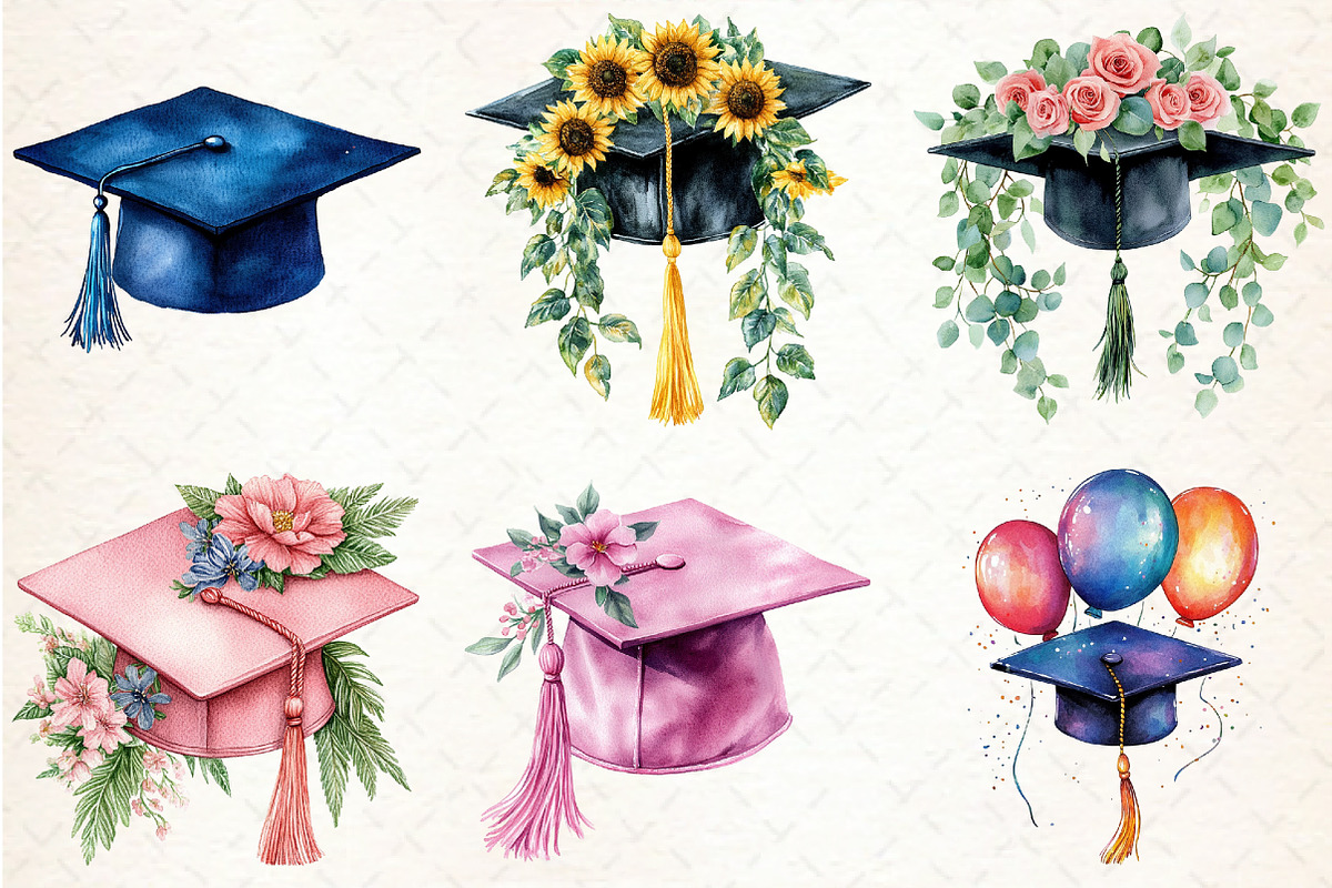 Graduation Cap Clipart, an Illustration by Libby Wishes (Photo 2 of 5)