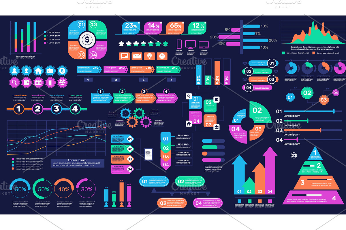 Infographics flat elements. Apps and, a Finance Illustration by YummyBuum