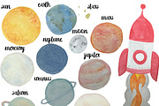 In Space - Watercolor Planets, an Illustration by Valeri Nick (Thumbnail 2 of 2)