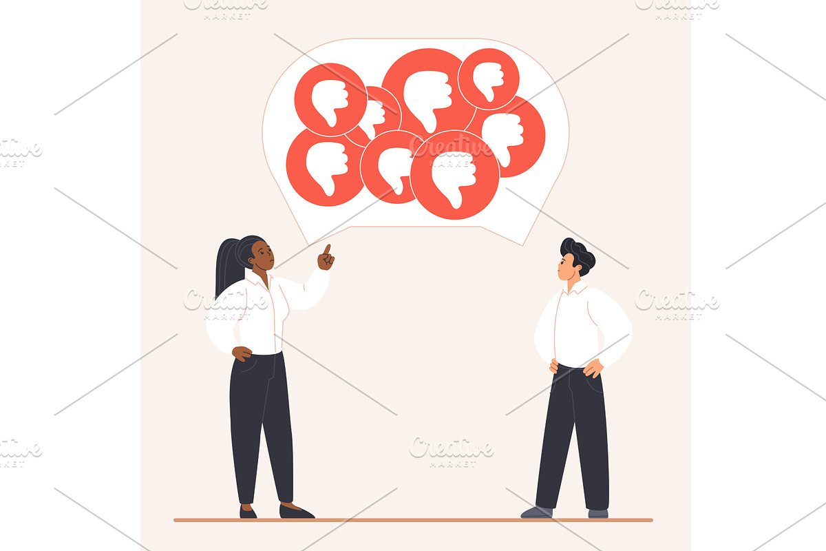 Negative feedback boss colleagues, a Person Illustration by Lemberg Vector