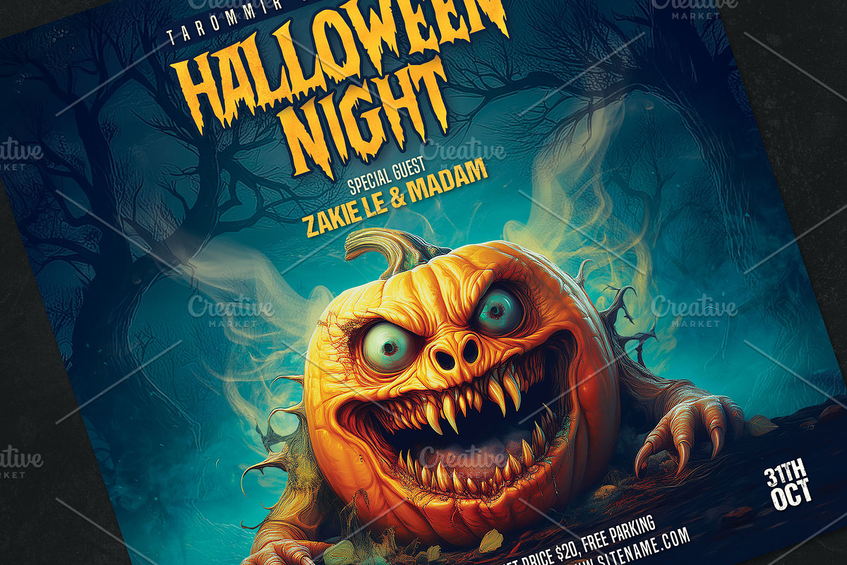 2 Halloween Flyer Template, a Flyer Template by Tarommir (Photo 6 of 7)