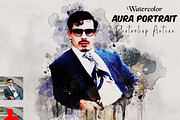 Watercolor Aura Portrait Ps Action, an Action Add-On by Studio Retouch (Thumbnail 1 of 17)