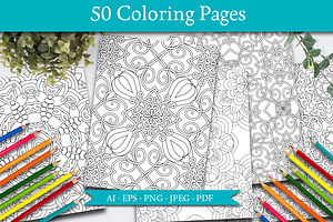 50 Geometric Coloring Pages