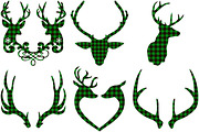 Green Buffalo Plaid Deer/Antlers, an Illustration by FrankiesDaughtersDesign (Thumbnail 3 of 5)