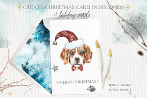 Christmas Watercolor Beagle Cards