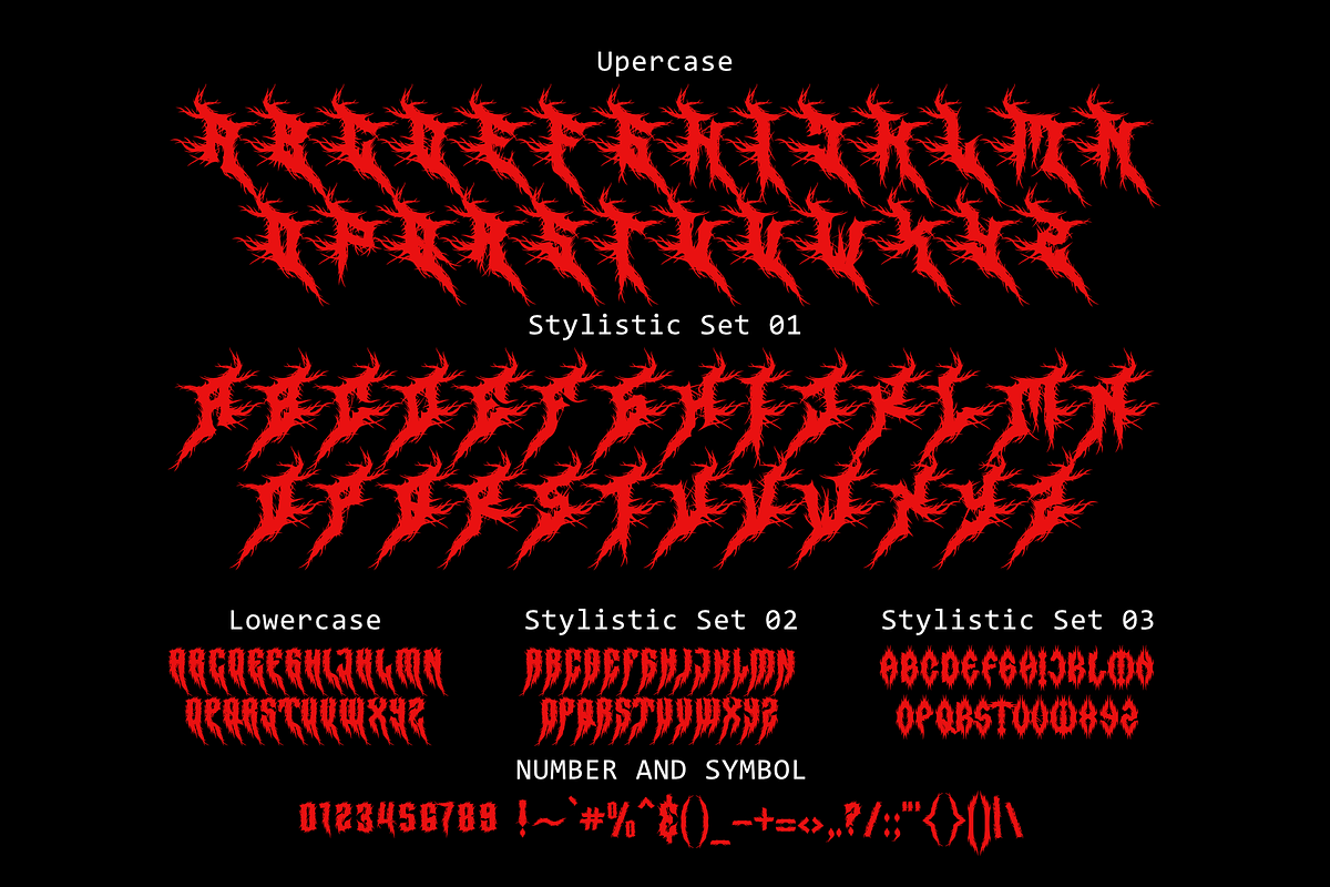MALECTION – A Chaos and Darkness, a Font by zamjumps (Photo 6 of 6)