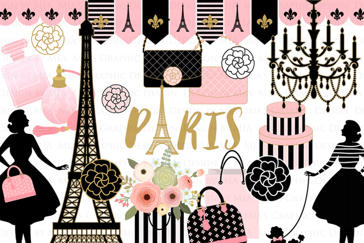 Paris Fashion Clipart+Pattern set, an Illustration by Mia's Graphic Design (Photo 3 of 10)