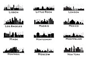 60 City Skyline Silhouettes Set, an Illustration by Booblgum (Thumbnail 4 of 10)