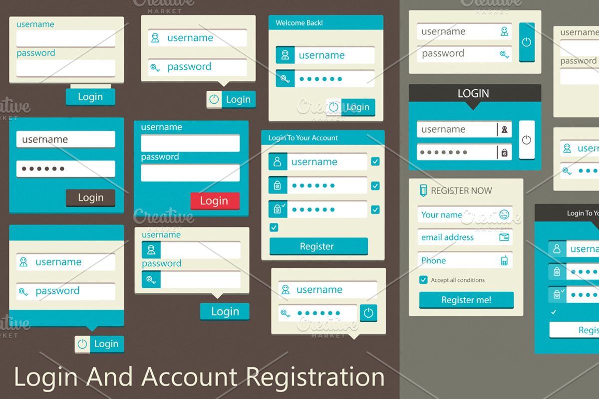 Login And Account Registration, an UI Kit Template by Sabelskaya