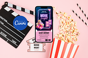 Movie Night Birthday Invitation, an Invitation Template by Earth5168 (Thumbnail 2 of 9)