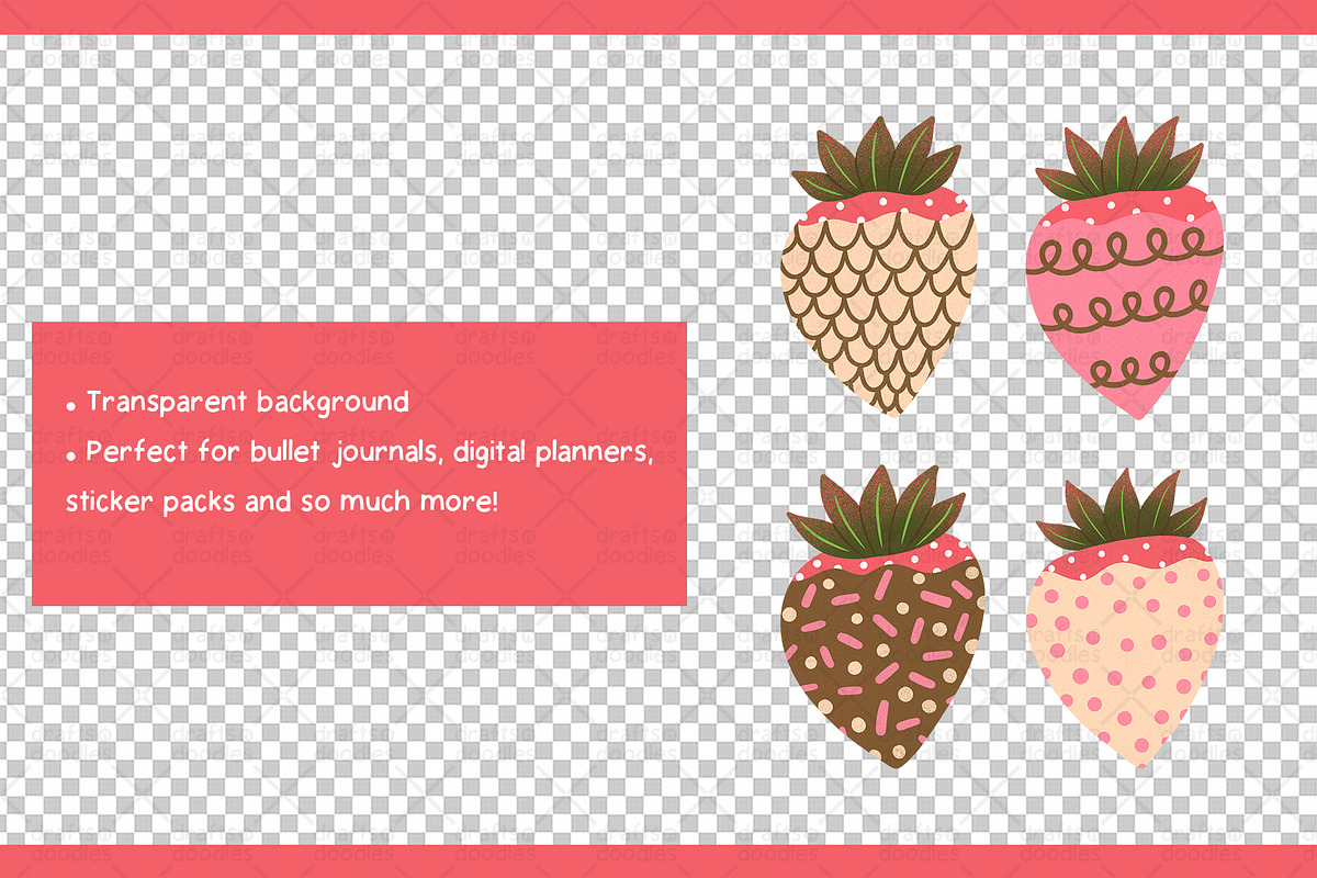Chocolate Covered Strawberries Set, an Object Graphic by Drafts n Doodles (Photo 3 of 3)