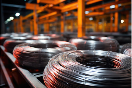 close-up of aluminum wire coils in a, an Industrial Photo by Sergey Kotenev