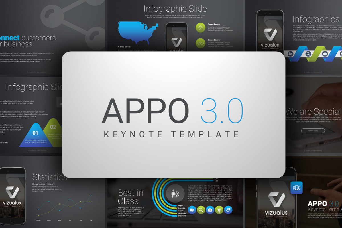 Premium App Keynote Template, a Presentation Template by Vizualus (Photo 1 of 3)
