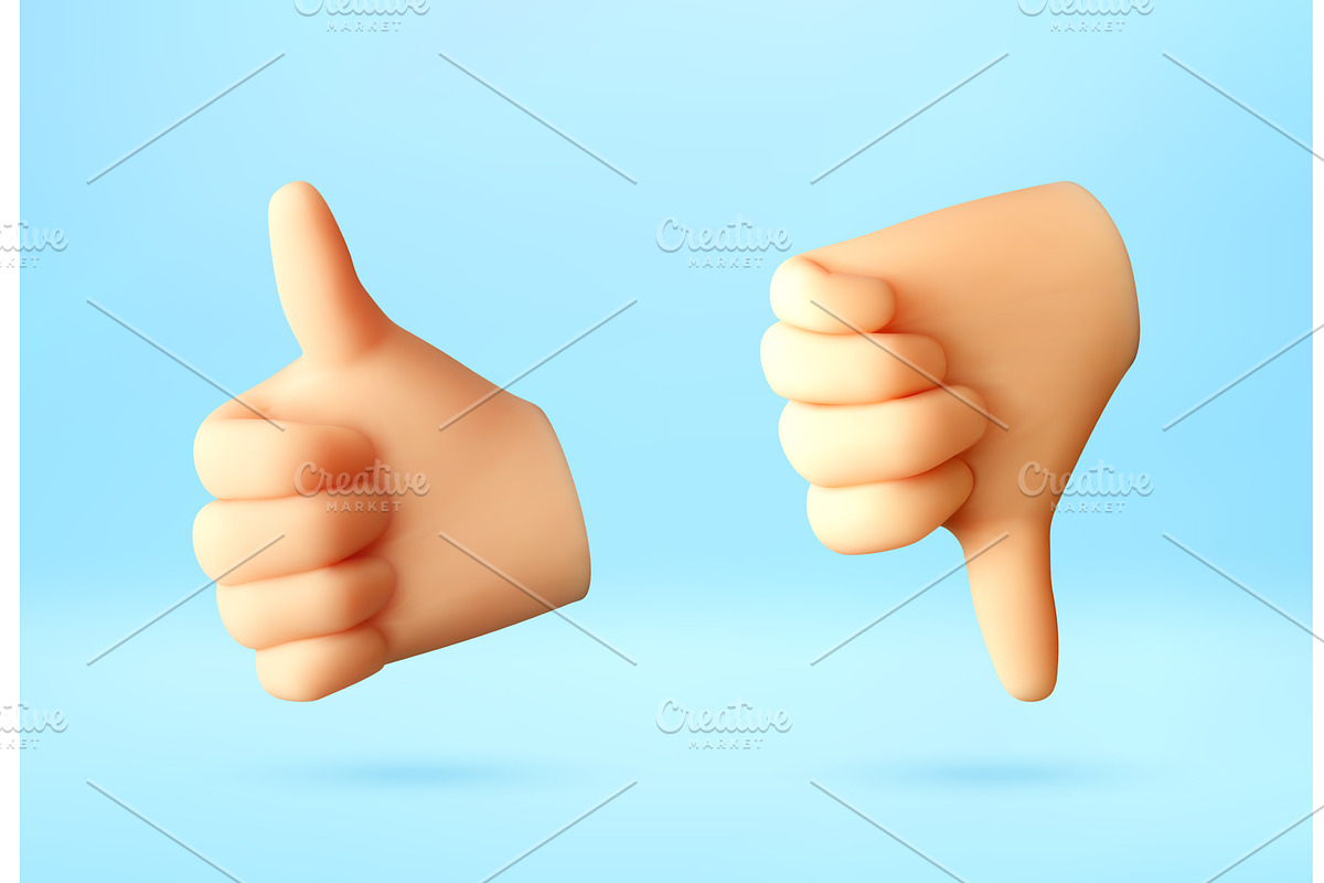 3d hands showing thumbs up and, an Object Illustration by Abscent