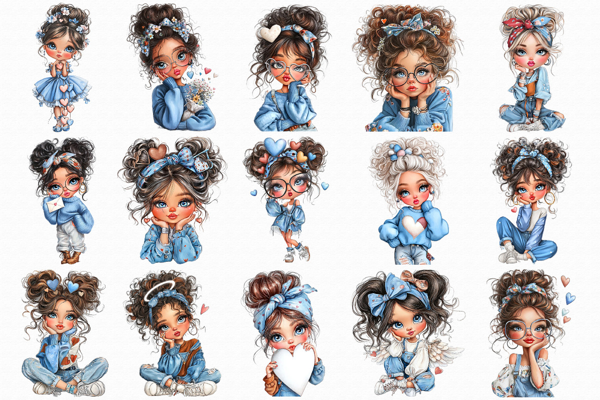 Quirky Valentine Day Girl Clipart, an Illustration by Libby Wishes (Photo 6 of 7)