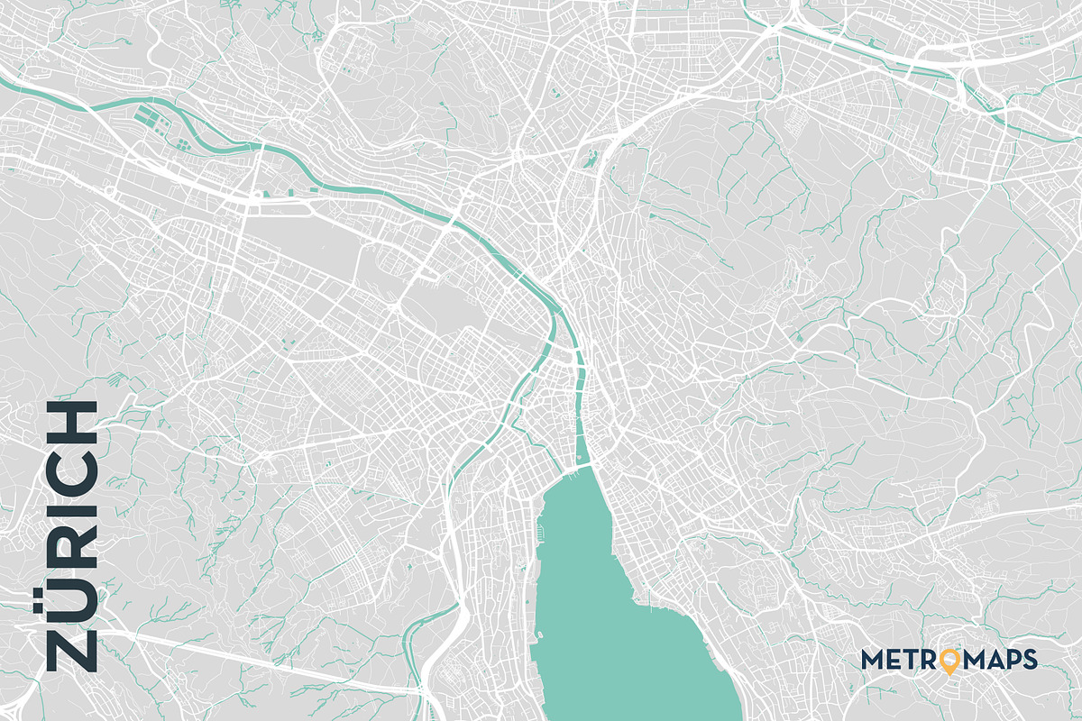 MAP SET - Pale / Turquoise - 15 Maps, a Graphic by MetroMaps (Photo 16 of 16)