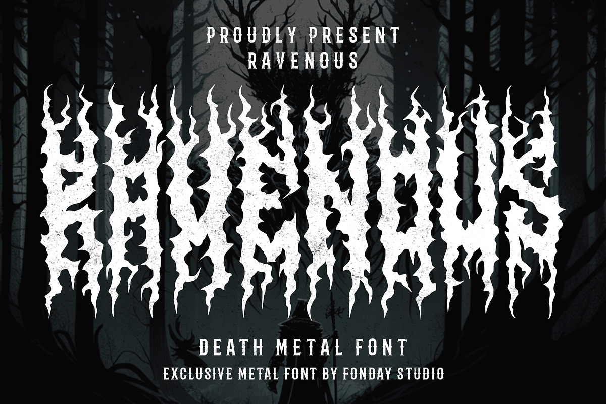 Ravenous - Death Metal Font, a Blackletter Font by Fonday Studio (Photo 1 of 6)