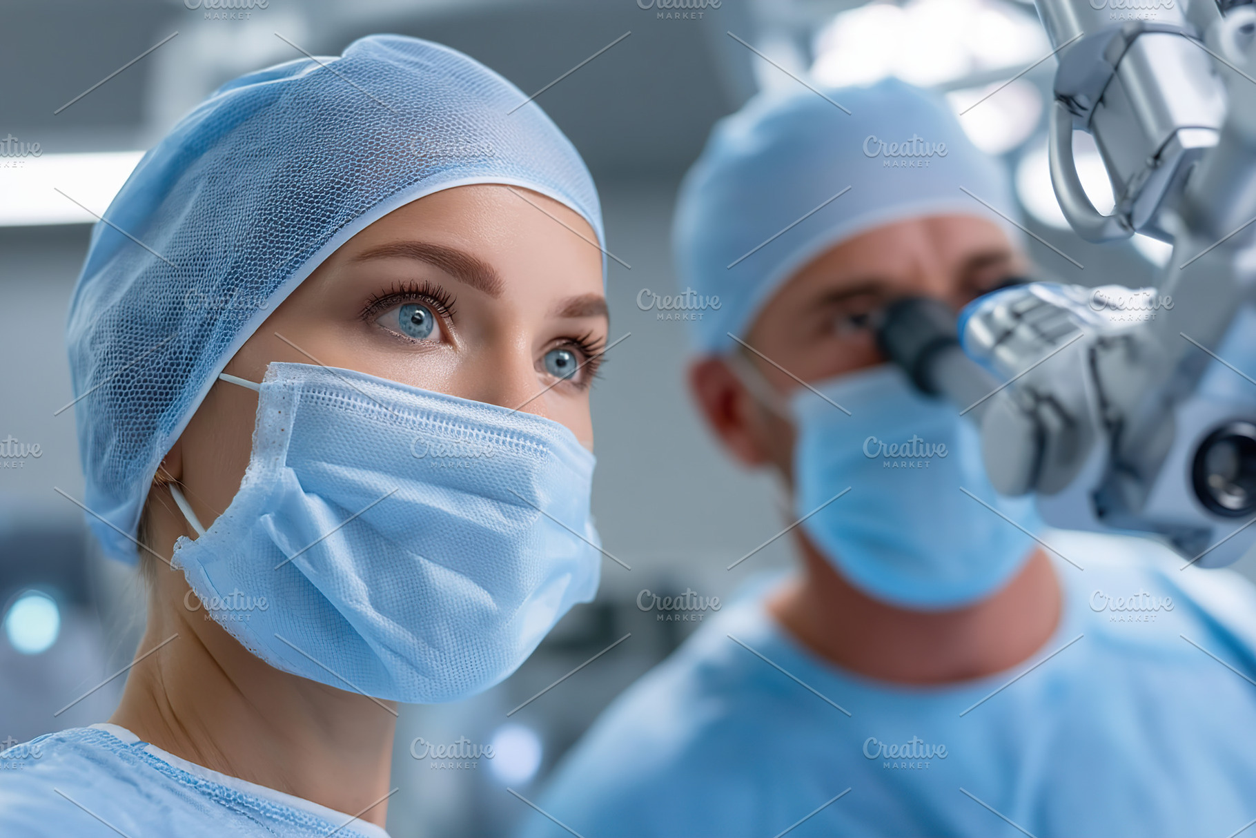 Surgeons performing a medical procedure in a modern operating room, a Health & Medical Photo by AlyaAnd