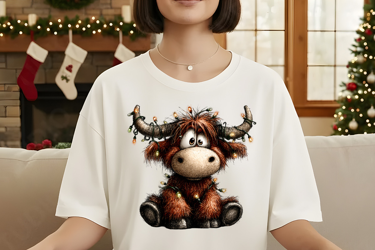 Whimsical Christmas highland cow, an Illustration by Designworld (Photo 4 of 6)