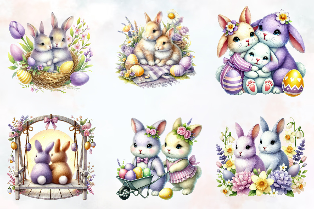 Easter bunnies family clipart, an Illustration by RobertsArt (Photo 6 of 7)
