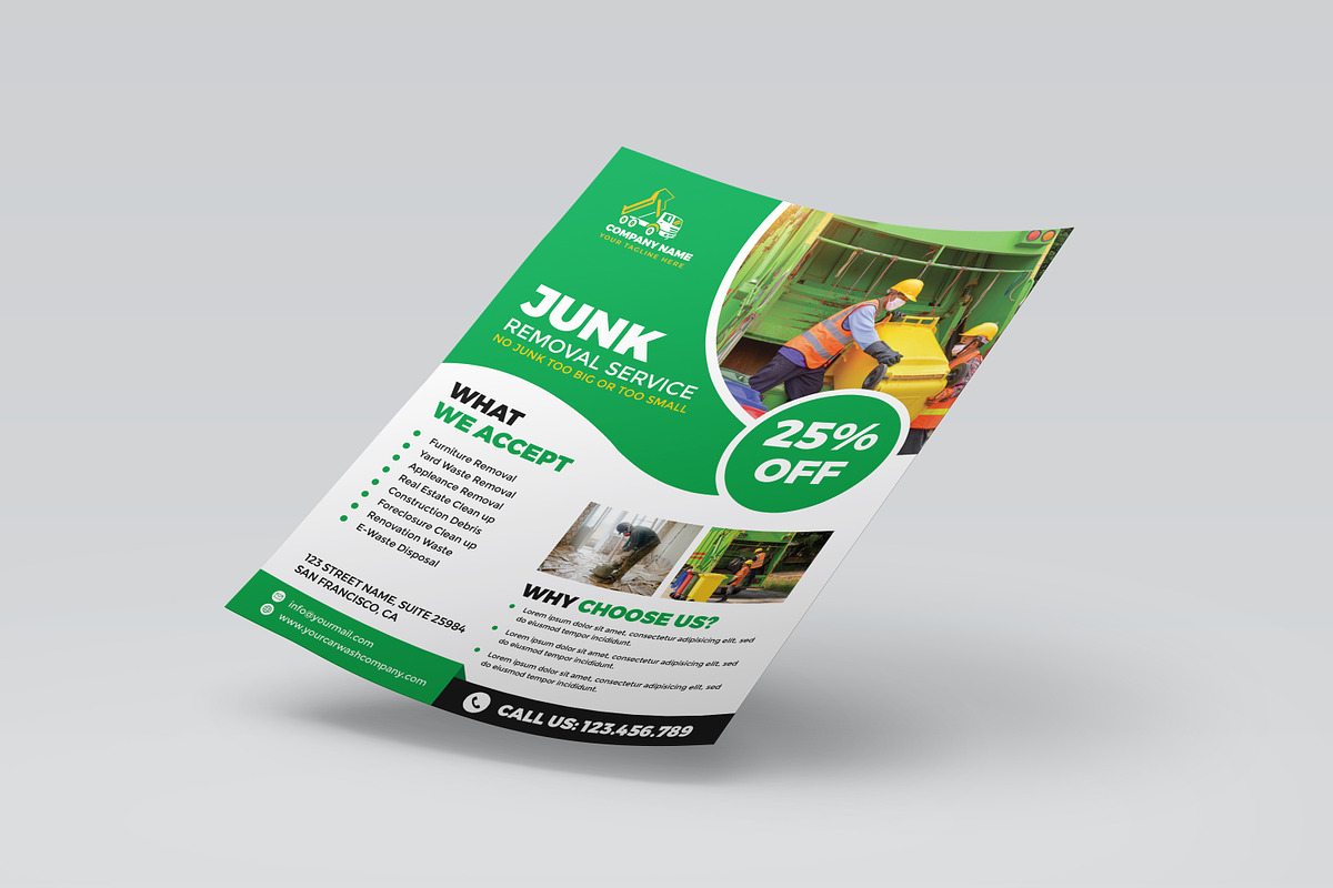 Junk Removal Services Flyer Template, a Flyer Template by Designscozy (Photo 2 of 5)