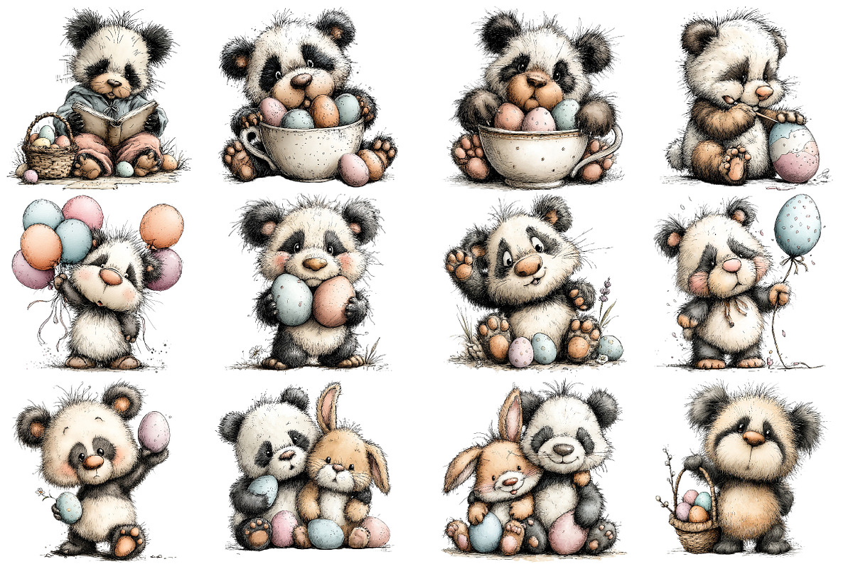 Whimsical Easter Panda Clipart, an Illustration by Sublimation Artist (Photo 5 of 7)