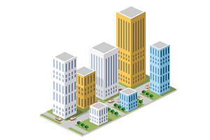 Cityscape isometric view, an Object Graphic by AlexZeL